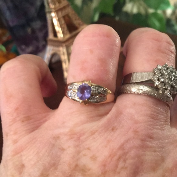14k Gold Fancy Diamond Tanzanite Cocktail ring - Picture 5 of 15